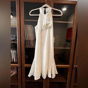 CeCe Women's White Sleeveless Neck-Tie Bow Ruffled Fit & Flare Dress Size XS NWT